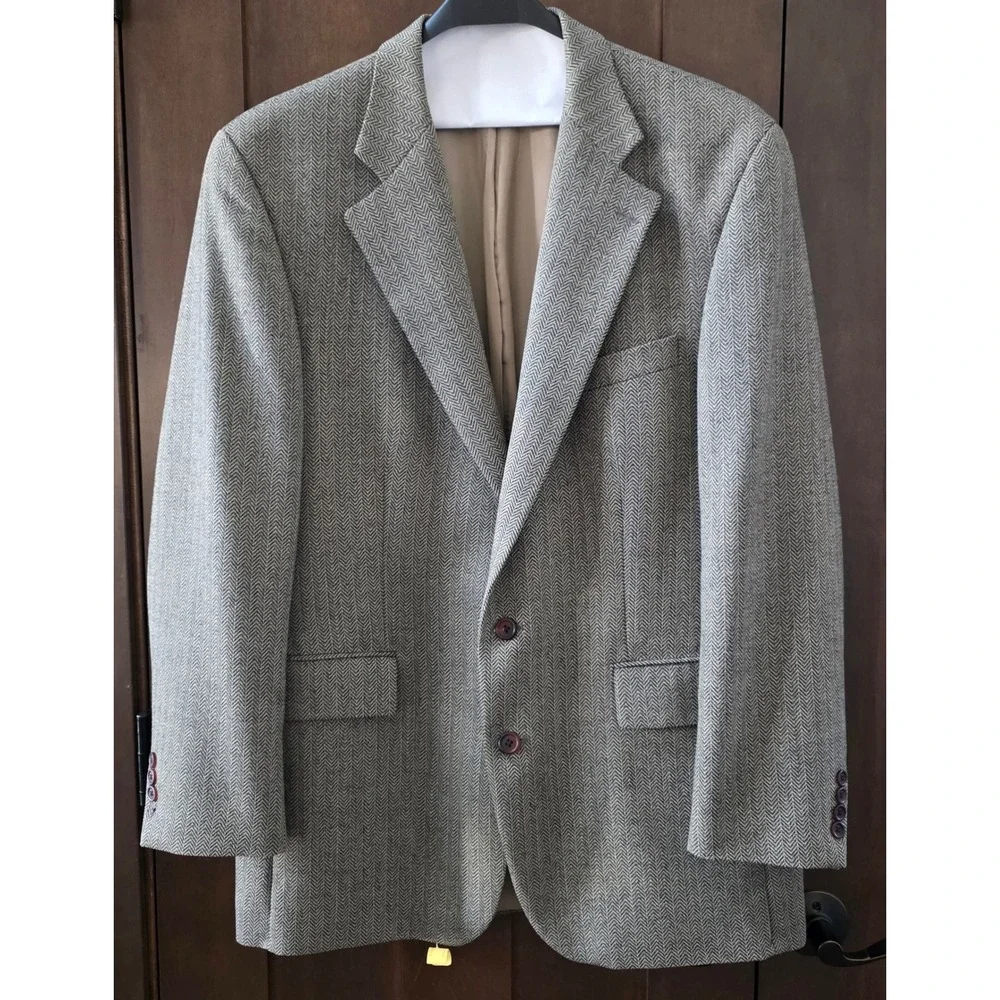 Polo University Club Ralph Lauren Herringbone Wool Blazer Grey Mens 44T